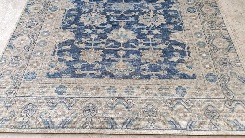 Chapelle ( Multiple Sizes) Blue Hand-Knotted Oushak Rug | Banana Manor Rug Company