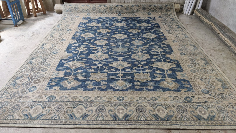 Chapelle ( Multiple Sizes) Blue Hand-Knotted Oushak Rug | Banana Manor Rug Company