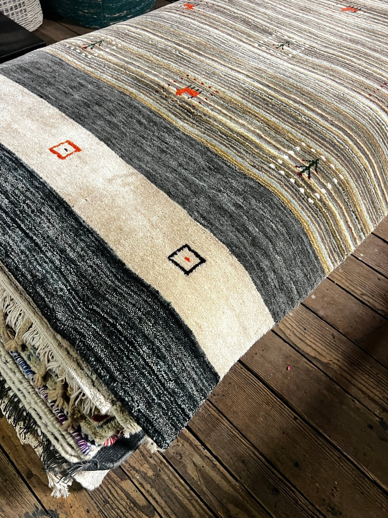 Charlie Babineaux 3.3x11.3 Grey and Multi-Colored Handwoven Gabbeh Runner | Banana Manor Rug Factory Outlet