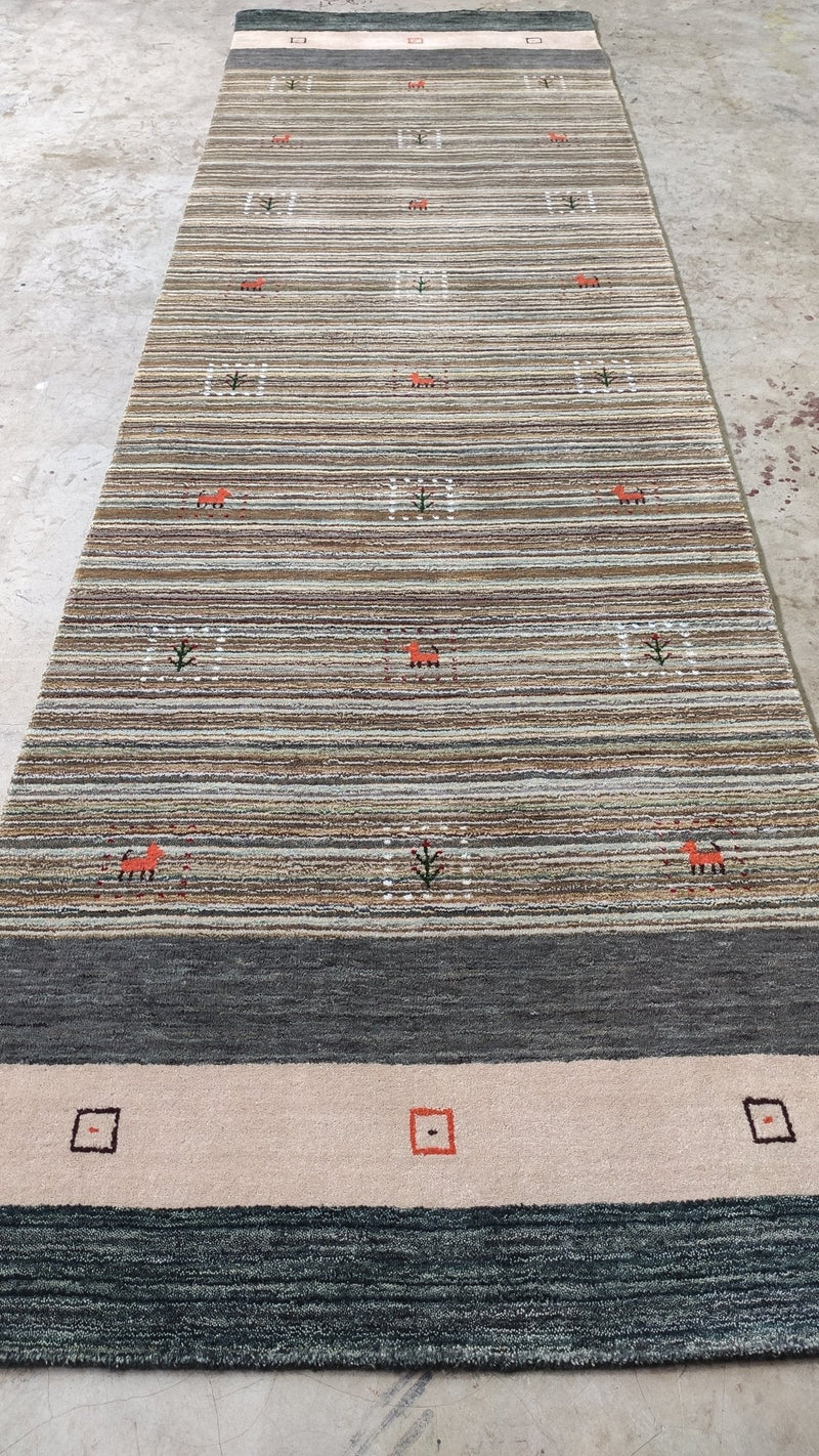 Charlie Bucket 3.3x11.3 Grey and Multi-Colored Handwoven Gabbeh Rug | Banana Manor Rug Company