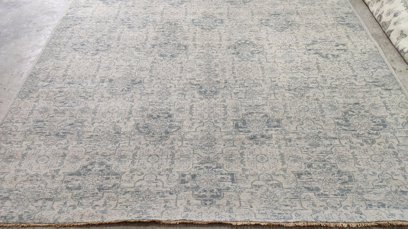 Charlotte 7.9x9.9 / 8x10 Grey and Silver Hand-Knotted Oushak Rug | Banana Manor Rug Company