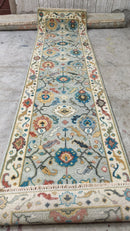 Charlotte De Bruyne 2.6x10 Light Grey and Ivory Hand-Knotted Oushak Runner | Banana Manor Rug Company