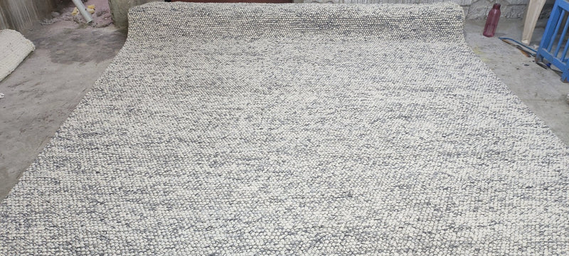 Charlotte Lennox Handwoven Wool Durrie Natural Grey Loop Ball 9x12.6 | Banana Manor Rug Company