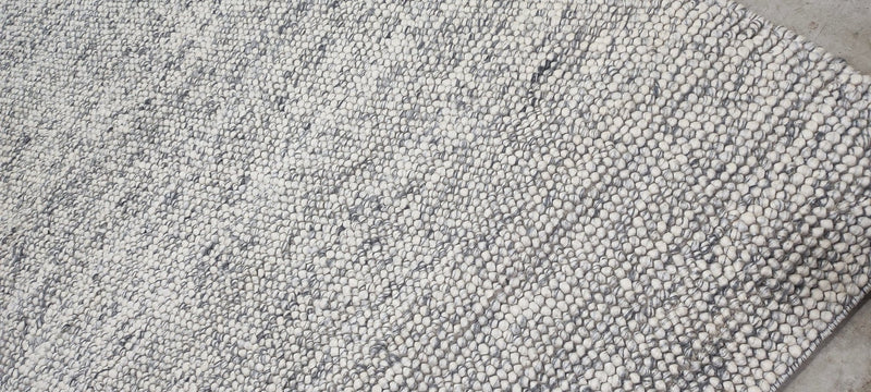 Charlotte Lennox Handwoven Wool Durrie Natural Grey Loop Ball 9x12.6 | Banana Manor Rug Company