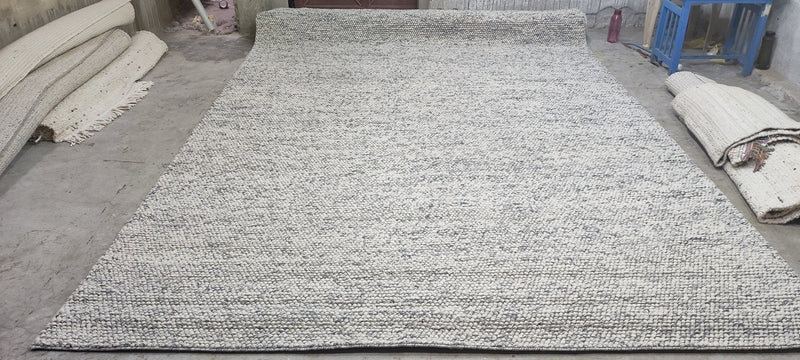 Charlotte Lennox Handwoven Wool Durrie Natural Grey Loop Ball 9x12.6 | Banana Manor Rug Company