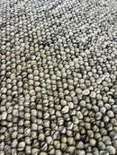 Charlotte Lennox Handwoven Wool Durrie Natural Grey Loop Ball 9x12.6 | Banana Manor Rug Company