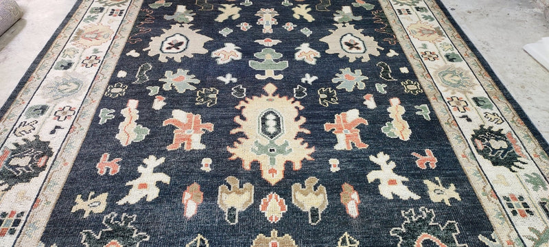 Charlotte Ronson 9x12 Ivory and Black Hand-Knotted Oushak Rug | Banana Manor Rug Company