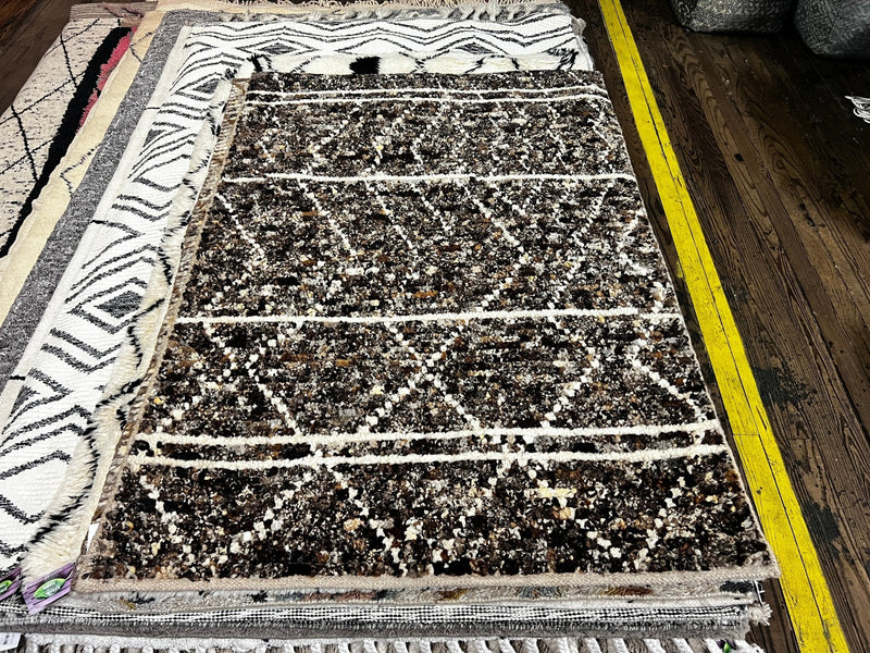 Chase 4x6 Brown and White Handwoven Moroccan Style Rug | Banana Manor Rug Company