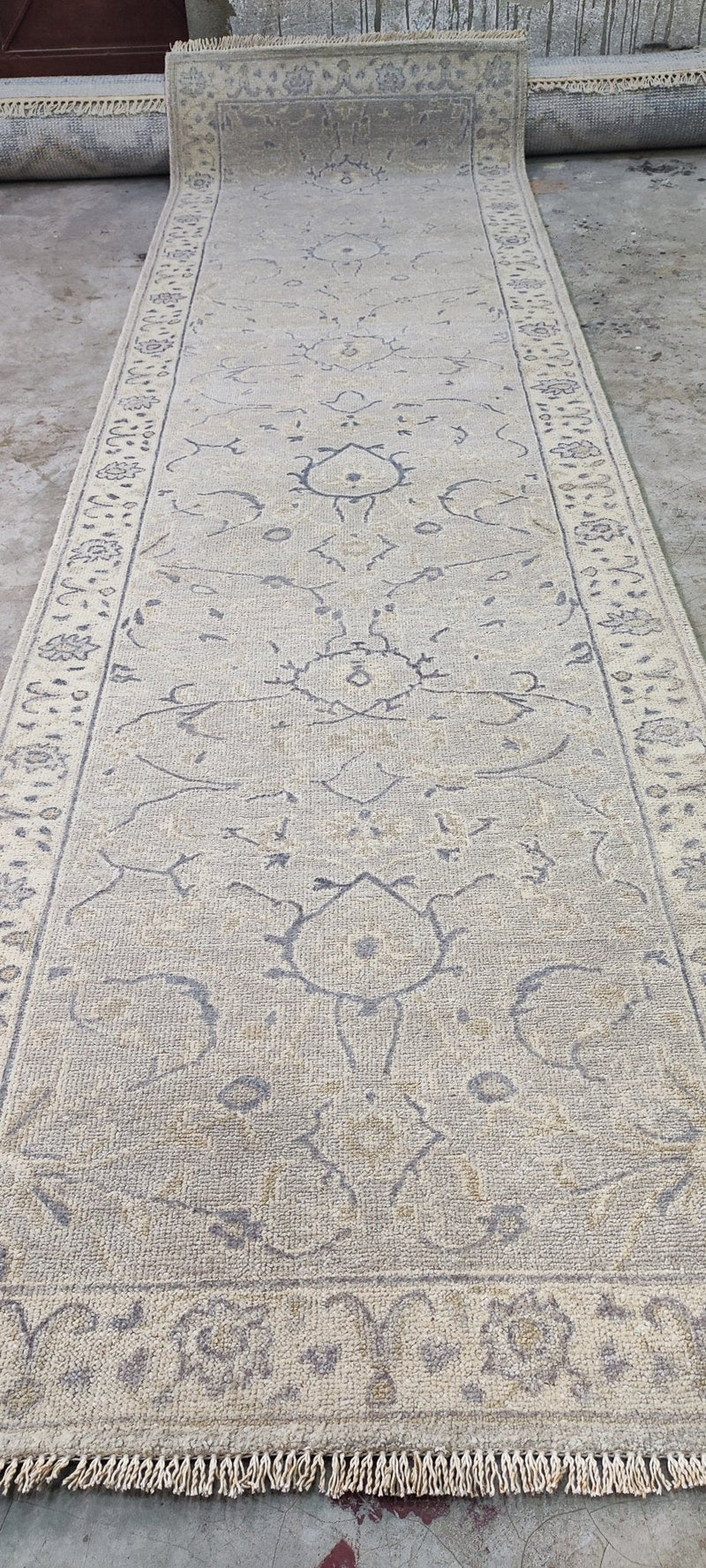 Chelsea Hargrave Grey Hand-Knotted Oushak Runner 2.9x9.6 | Banana Manor Rug Company