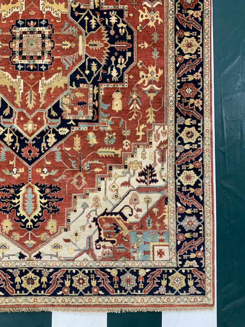 Chelsea Rust/Blue Hand Knotted Oriental 6.2x8.10 Rug | Banana Manor Rug Company