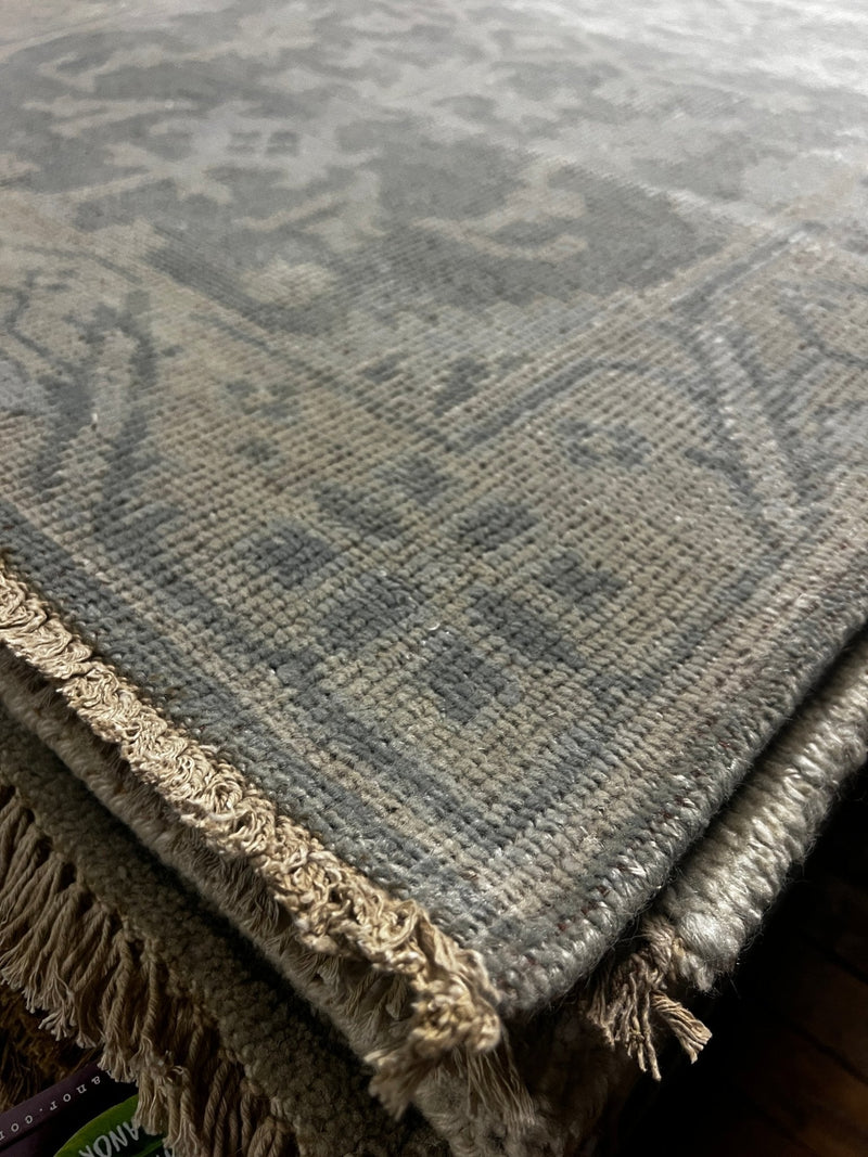 Cheryl Van Duyne Silver and Grey Hand-Knotted Runner 2.9x8.9 | Banana Manor Rug Company