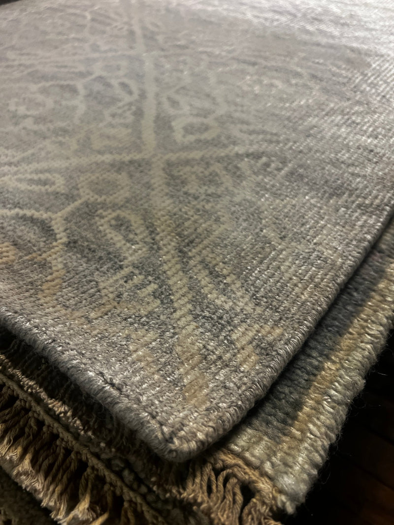 Cheryl Van Duyne Silver and Grey Hand-Knotted Runner 2.9x8.9 | Banana Manor Rug Company