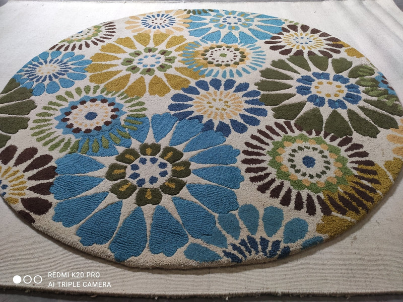 Chi Chi Ramon 5.9x5.9 Hand Tufted Round Floral Rug | Banana Manor Rug Company