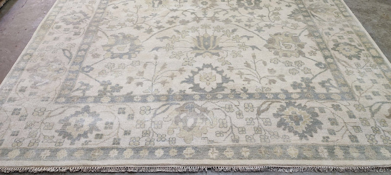 Chloe Arnold Hand-Knotted Oushak Rug Ivory 9x12 | Banana Manor Rug Company