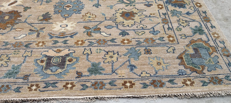 Chris Makos 9x12 Light Brown Hand-Knotted Oushak Rug | Banana Manor Rug Company