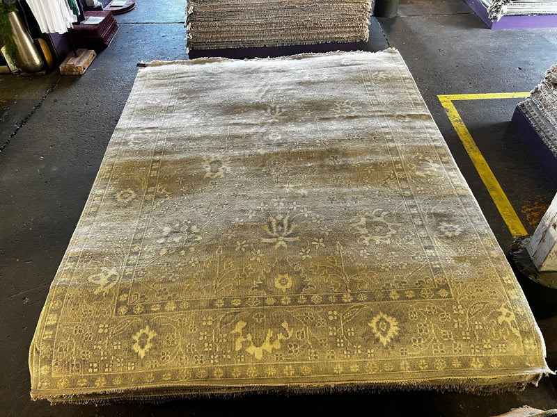 Christiane Lemieux 8x10 Tan and Grey Hand-Knotted Oushak Rug | Banana Manor Rug Factory Outlet