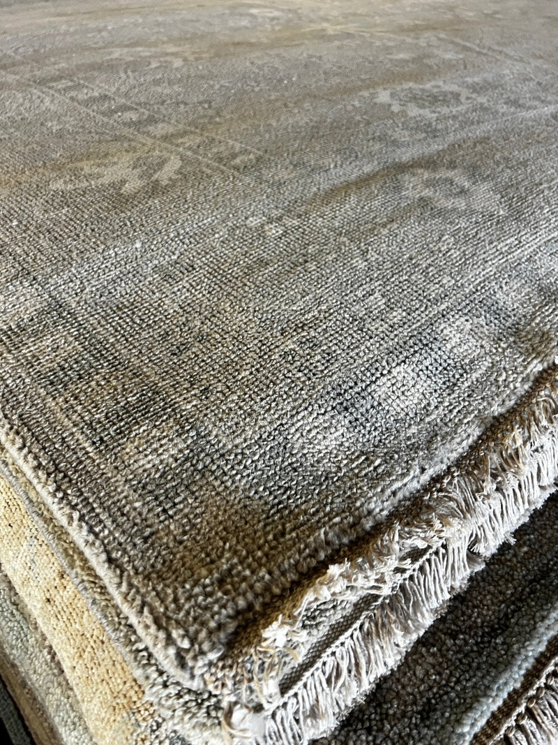 Christiane Lemieux 8x10 Tan and Grey Hand-Knotted Oushak Rug | Banana Manor Rug Factory Outlet