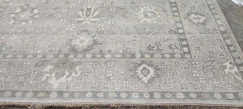 Christiane Lemieux Tan and Grey Hand-Knotted Oushak Rug 8x10 | Banana Manor Rug Company