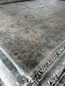 Christina Aguilera 10x14 Light Green and Beige Hand-Knotted Oushak Rug | Banana Manor Rug Company