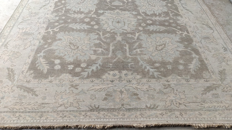 Christina Hendricks 8.9x11.3 Light Brown and Ivory Hand-Knotted Oushak Rug | Banana Manor Rug Company