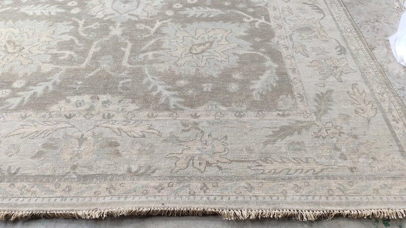 Christina Hendricks 8.9x11.3 Light Brown and Ivory Hand-Knotted Oushak Rug | Banana Manor Rug Company