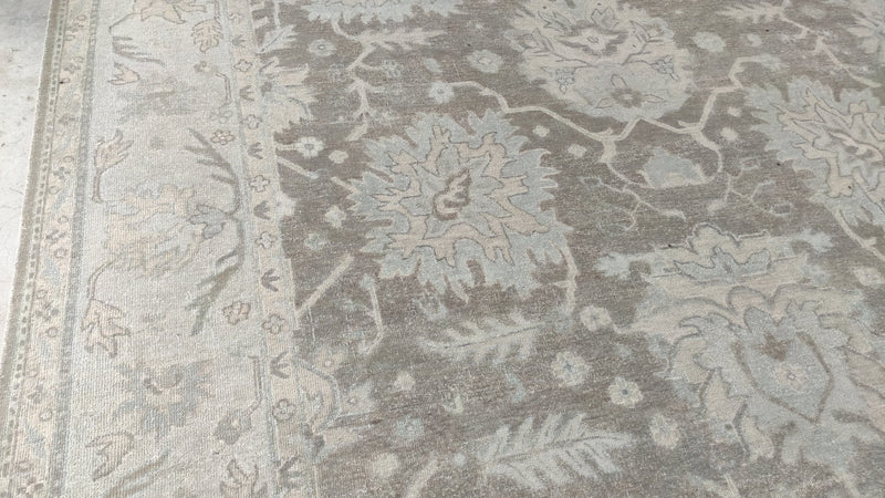 Christina Hendricks 8.9x11.3 Light Brown and Ivory Hand-Knotted Oushak Rug | Banana Manor Rug Company