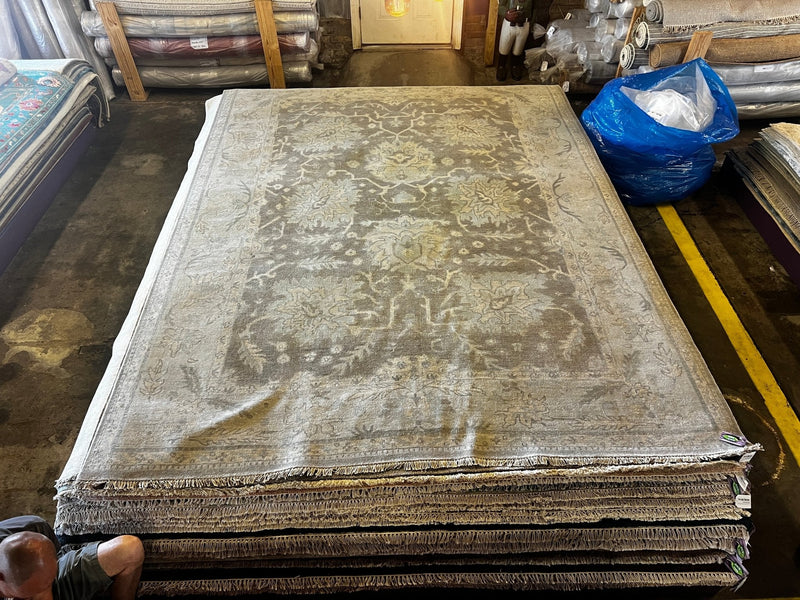 Christina Hendricks 8.9x11.3 Light Brown and Ivory Hand-Knotted Oushak Rug | Banana Manor Rug Company