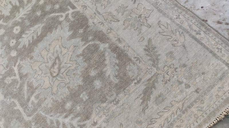 Christina Hendricks 8.9x11.3 Light Brown and Ivory Hand-Knotted Oushak Rug | Banana Manor Rug Company