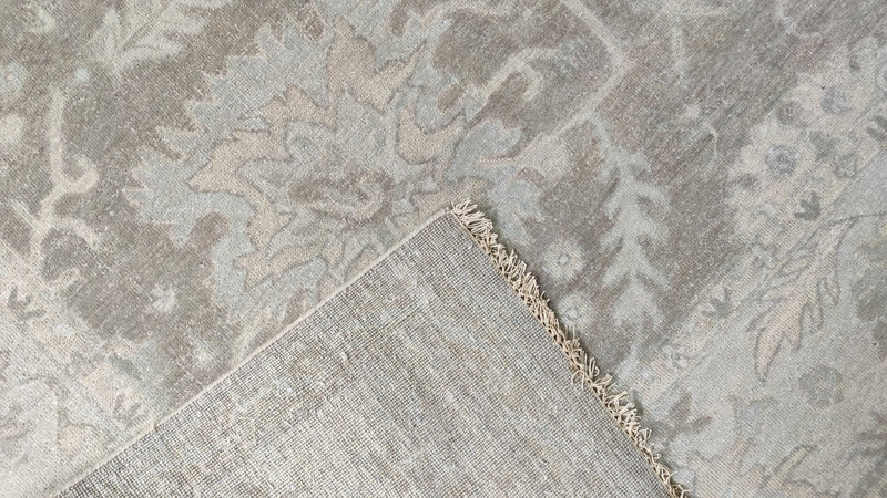 Christina Hendricks 8.9x11.3 Light Brown and Ivory Hand-Knotted Oushak Rug | Banana Manor Rug Company