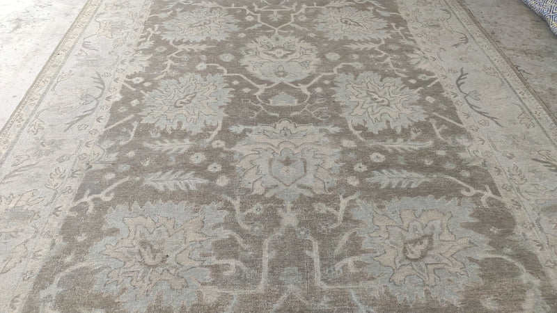 Christina Hendricks 8.9x11.3 Light Brown and Ivory Hand-Knotted Oushak Rug | Banana Manor Rug Company