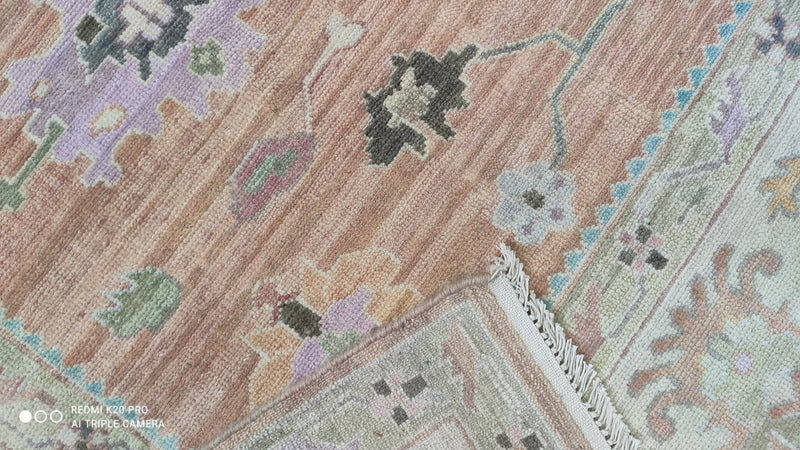 Clara 8.3x10 Rust and Ivory Hand-Knotted Oushak Rug | Banana Manor Rug Company