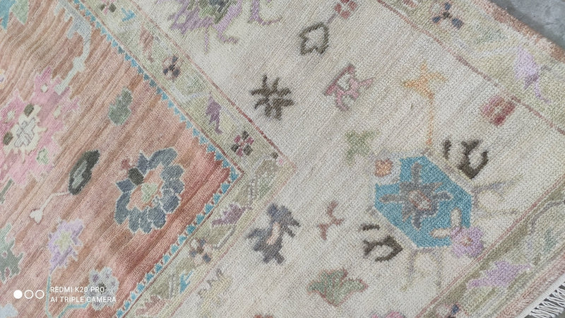 Clara 8.3x10 Rust and Ivory Hand-Knotted Oushak Rug | Banana Manor Rug Company