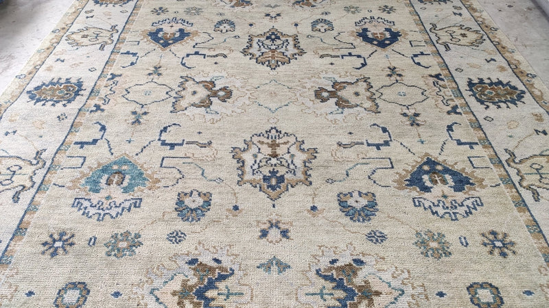 Clara Cleymans 9x12 Light Gold and Beige Hand-Knotted Oushak Rug | Banana Manor Rug Company