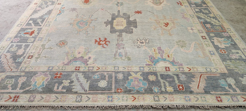 Clarissa Bronfman 9.3x11.9 Tan and Grey Hand-Knotted Oushak Rug | Banana Manor Rug Company