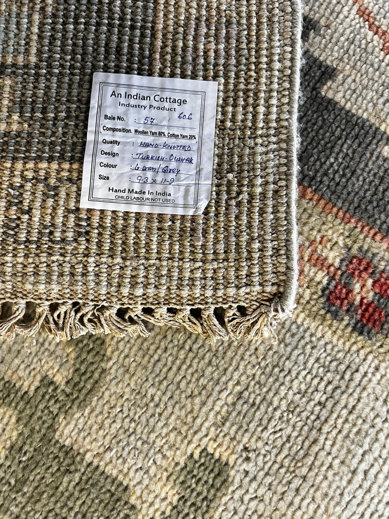 Clarissa Bronfman 9.3x11.9 Tan and Grey Hand-Knotted Oushak Rug | Banana Manor Rug Factory Outlet