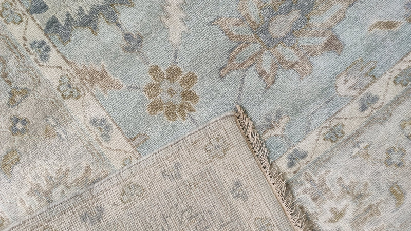 Clarisse 9x12 Greenish Grey Hand-Knotted Oushak Rug | Banana Manor Rug Company