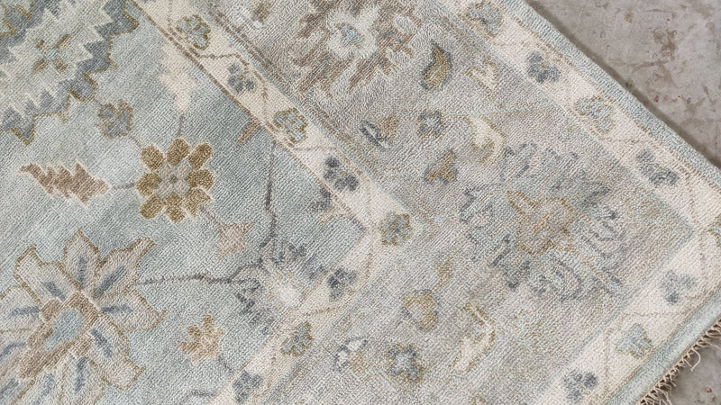 Clarisse 9x12 Greenish Grey Hand-Knotted Oushak Rug | Banana Manor Rug Company