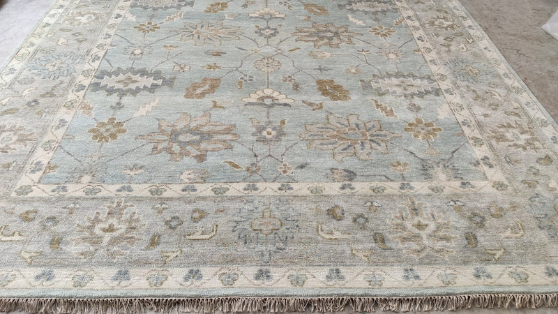 Clarisse 9x12 Greenish Grey Hand-Knotted Oushak Rug | Banana Manor Rug Company