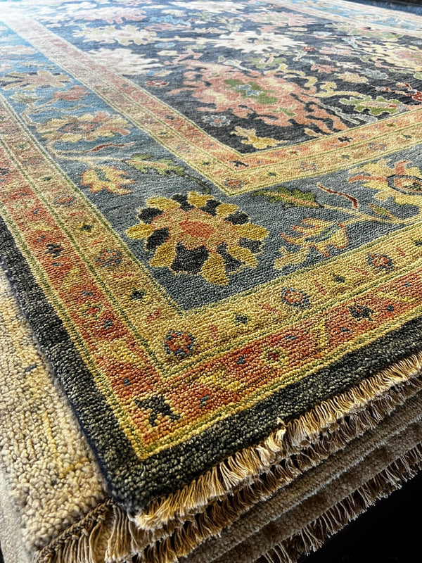 Claudia Blue and Light Blue 8.10x12 Hand-Knotted Oushak | Banana Manor Rug Company