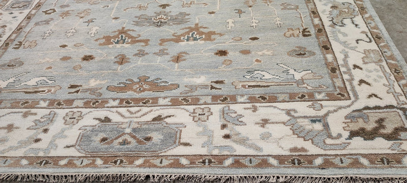 Claudia Cohen 9x12 Light Green and Ivory Hand-Knotted Oushak Rug | Banana Manor Rug Company