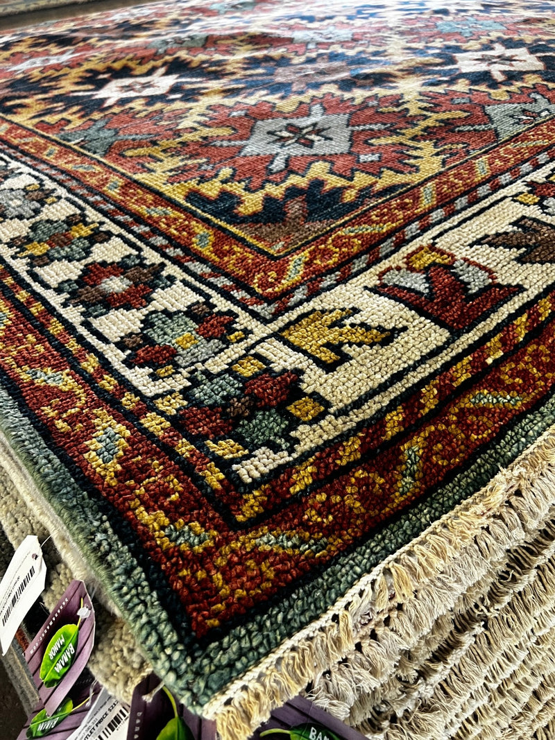 Claudia Karvan Hand-Knotted Oushak Rug Rust and Blue Multi-Colored 8.3X10 | Banana Manor Rug Factory Outlet