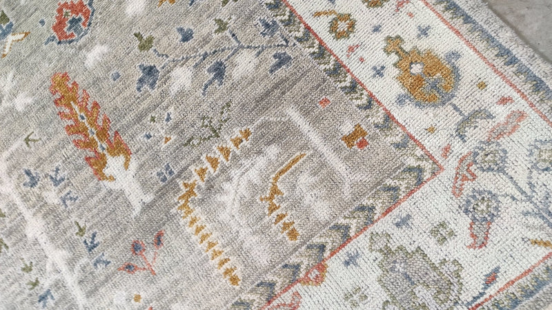 Cleo 8x10 Light Green and Ivory Hand-Knotted Oushak Rug | Banana Manor Rug Company