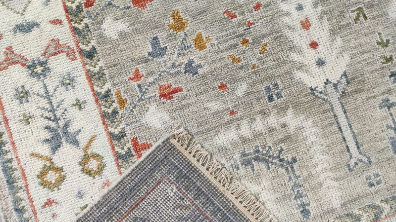 Cleo 8x10 Light Green and Ivory Hand-Knotted Oushak Rug | Banana Manor Rug Company