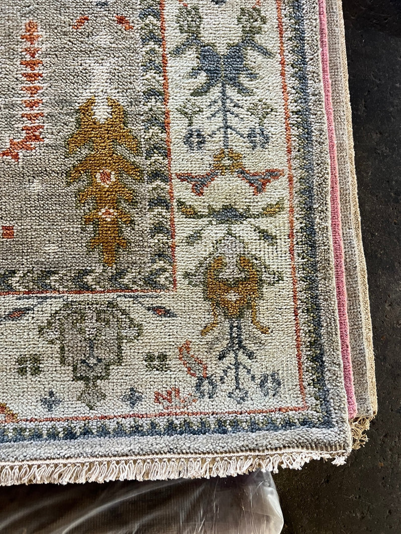 Cleo 8x10 Light Green and Ivory Hand-Knotted Oushak Rug | Banana Manor Rug Company