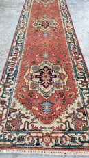 Coco 2.6x10.3 Rust and Ivory Hand-knotted Serapi Runner | Banana Manor Rug Company