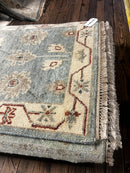 Colleen 2.9x14 Light Blue and Ivory Hand-Knotted Oushak Runner | Banana Manor Rug Factory Outlet