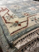 Colleen 2.9x14 Light Blue and Ivory Hand-Knotted Oushak Runner | Banana Manor Rug Factory Outlet