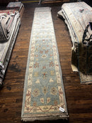 Colleen 2.9x14 Light Blue and Ivory Hand-Knotted Oushak Runner | Banana Manor Rug Factory Outlet