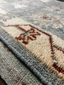 Colleen 2.9x14 Light Blue and Ivory Hand-Knotted Oushak Runner | Banana Manor Rug Factory Outlet