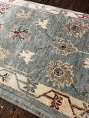 Colleen 2.9x14 Light Blue and Ivory Hand-Knotted Oushak Runner | Banana Manor Rug Factory Outlet